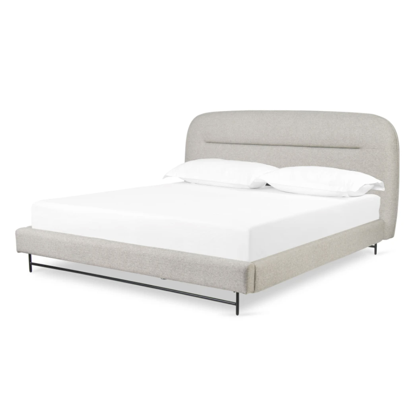 Fabricarte | Cama Queen Size Elle – Tapiz Gris · Estructura metálica negra